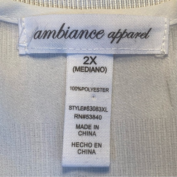 Ambiance Apparel Sz 2X Striped Racer Back Sheer Tank A-line Colorblock Top - Picture 3 of 11